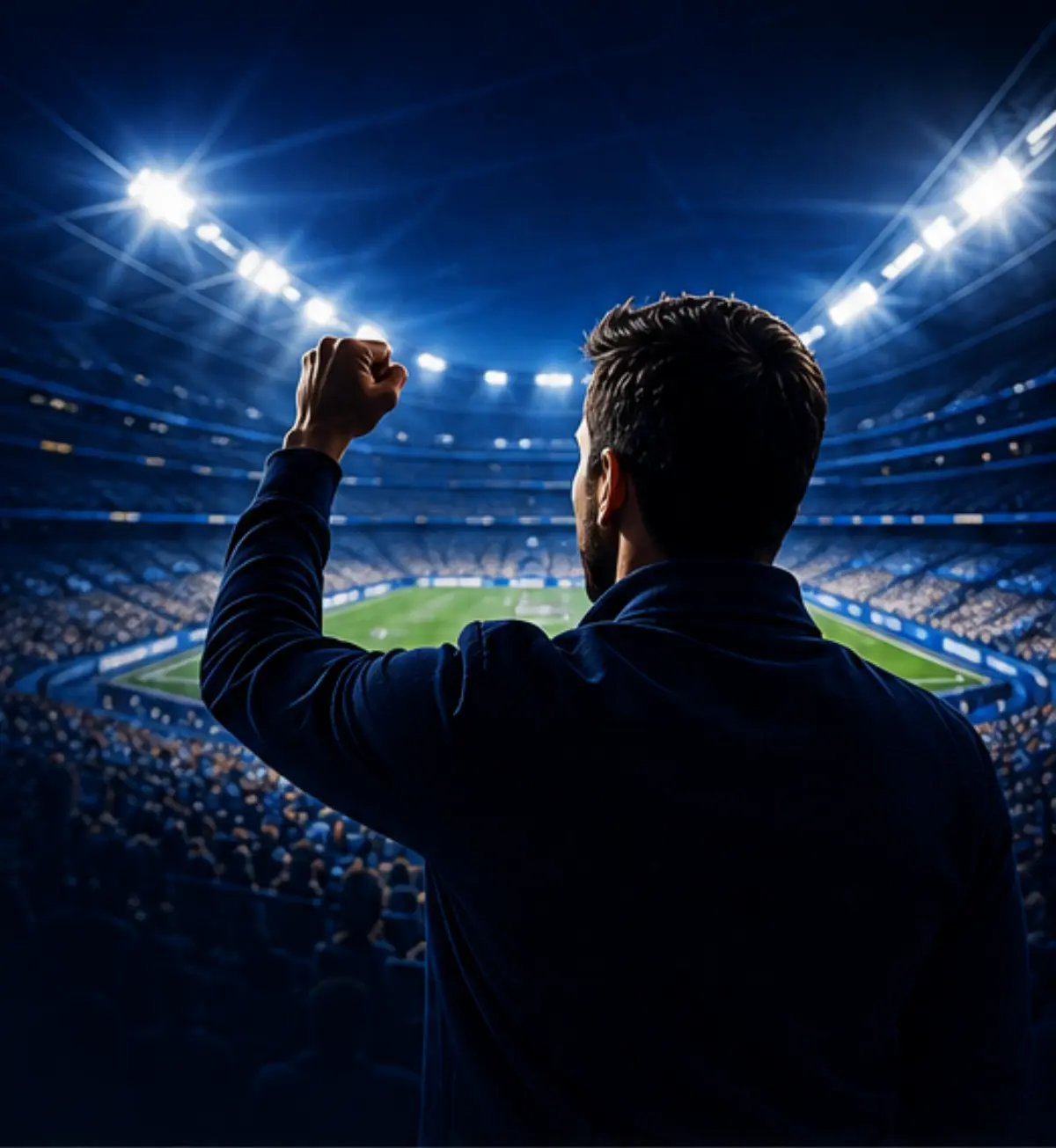 A supporter watching a stadium match